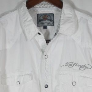 Ed Hardy White Button Up in XL